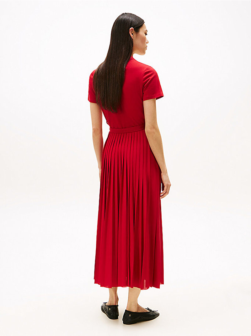 Kadın 1985 Pleated Polo Yaka Elbise Kırmızı WW0WW45733XLD