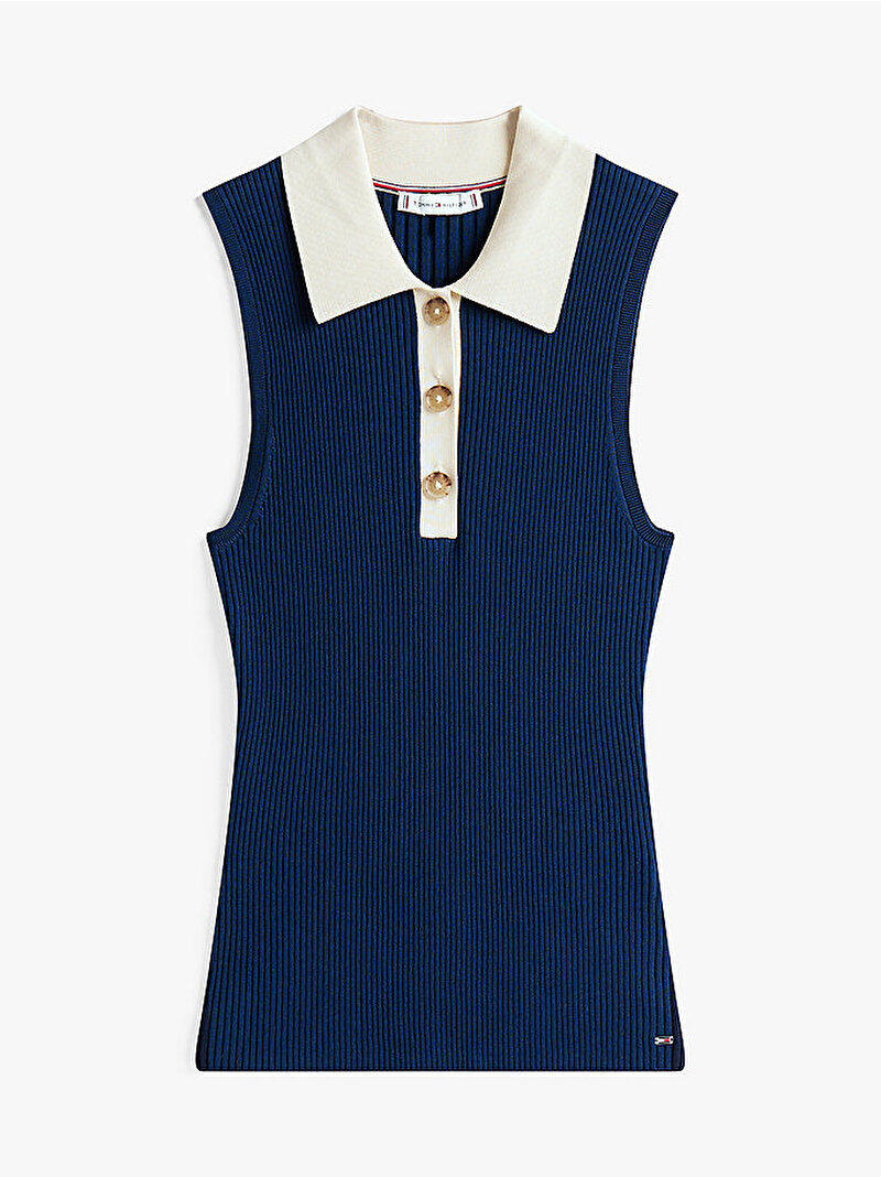 Kadın Mixed Rib Contrast Kazak Lacivert WW0WW46523C1G