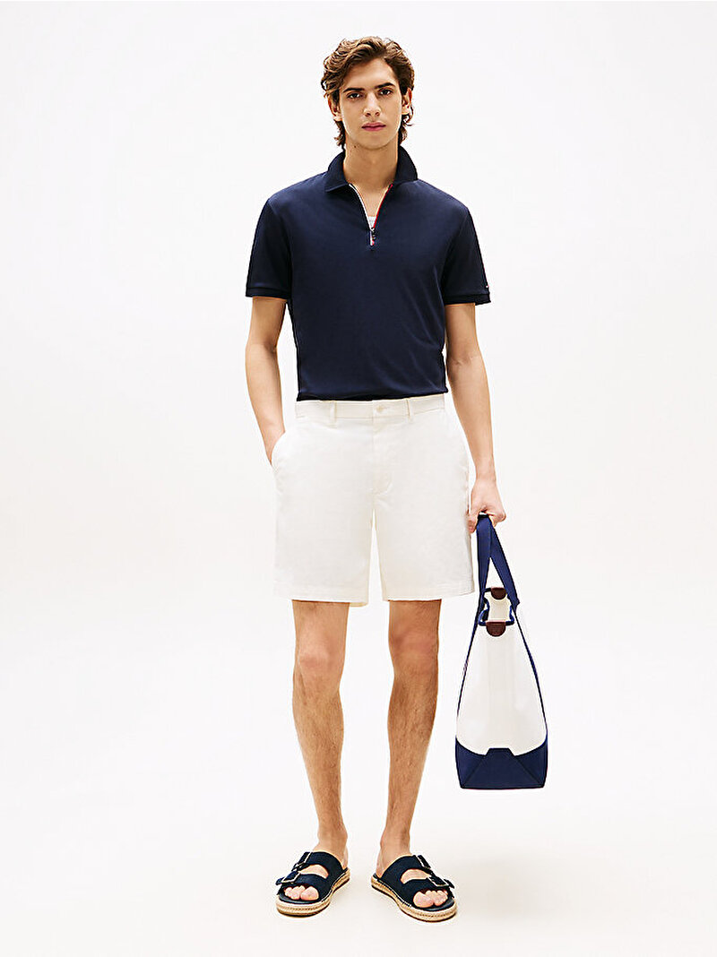 Erkek Interlock Zip Regular Polo T-shirt Lacivert MW0MW39552DW5