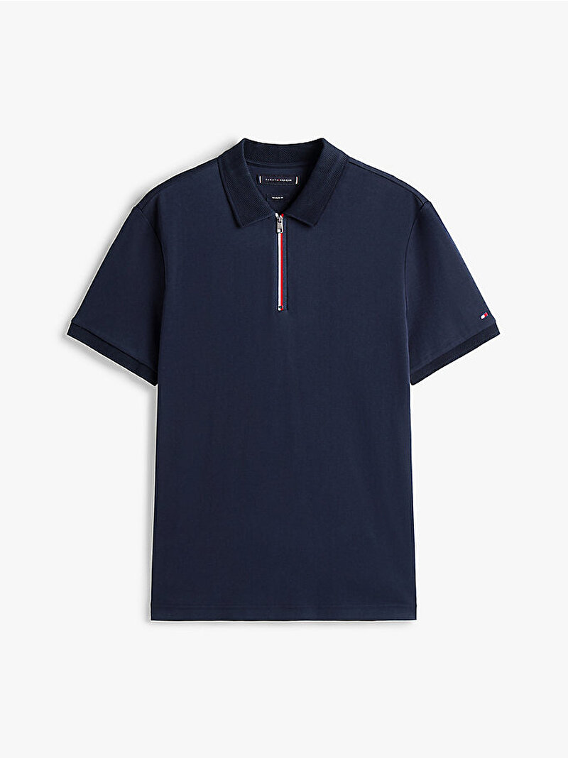 Erkek Interlock Zip Regular Polo T-shirt Lacivert MW0MW39552DW5