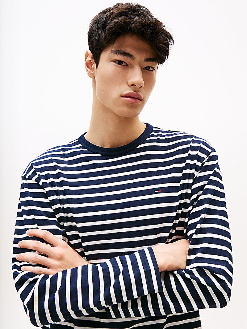Erkek TJM Regular Sflag Breton T-shirt Lacivert DM0DM21813C1G