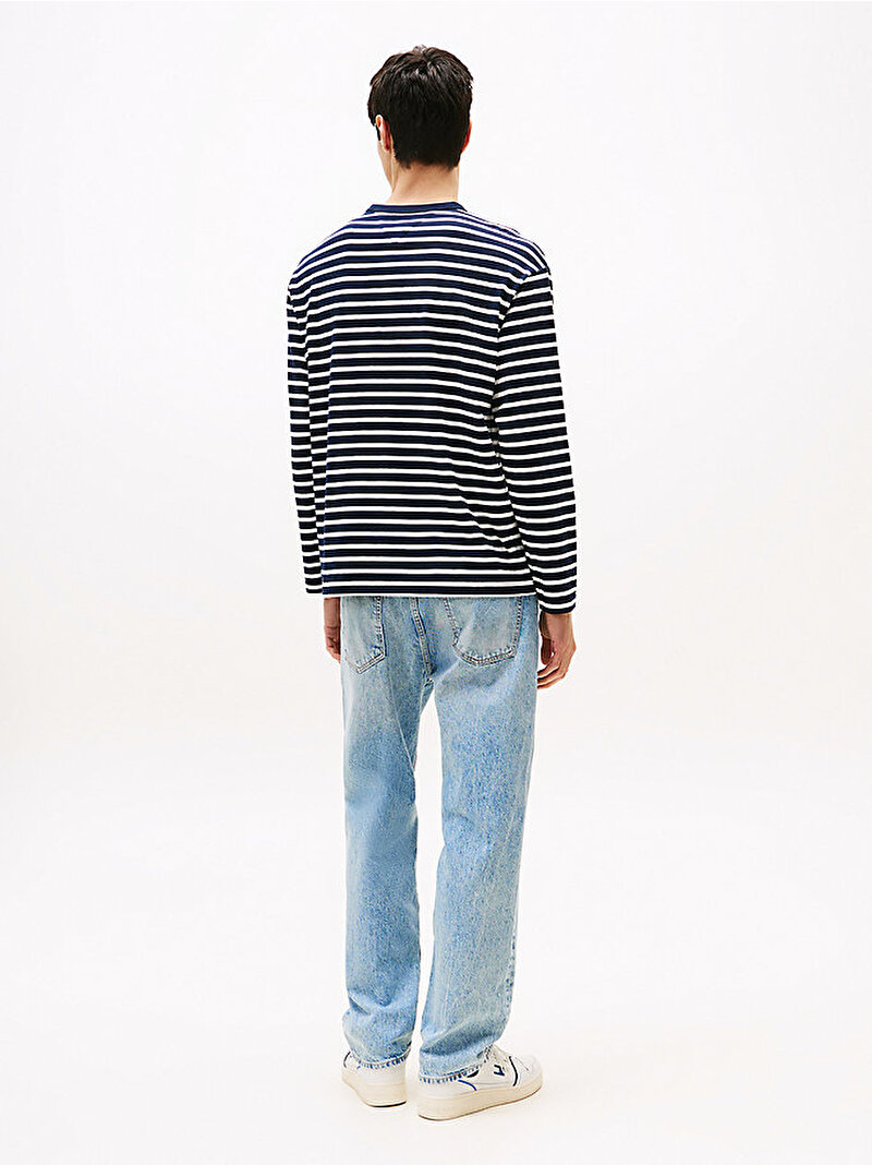 Erkek TJM Regular Sflag Breton T-shirt Lacivert DM0DM21813C1G