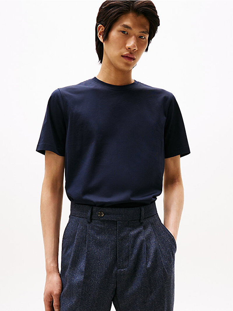Erkek Mercerised Cotton T-shirt Lacivert MW0MW39779DW5