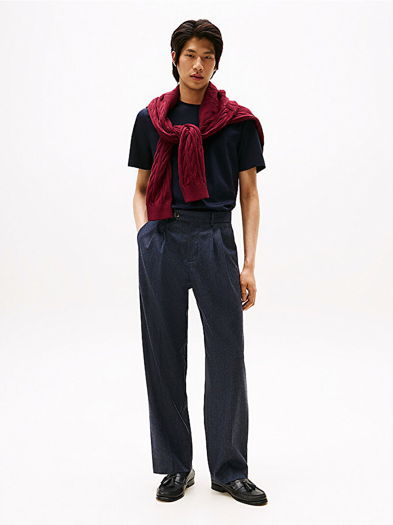 Erkek Mercerised Cotton T-shirt Lacivert MW0MW39779DW5