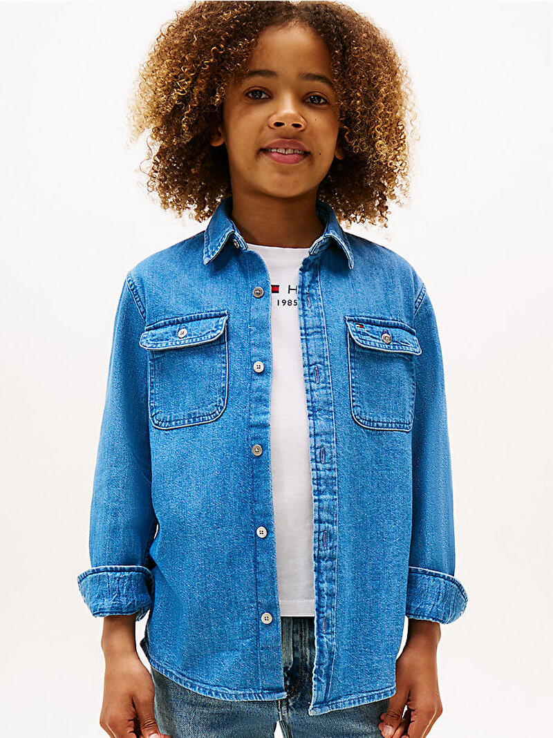 Erkek Çocuk Mid Blue Denim Gömlek Mavi  KB0KB096881A4