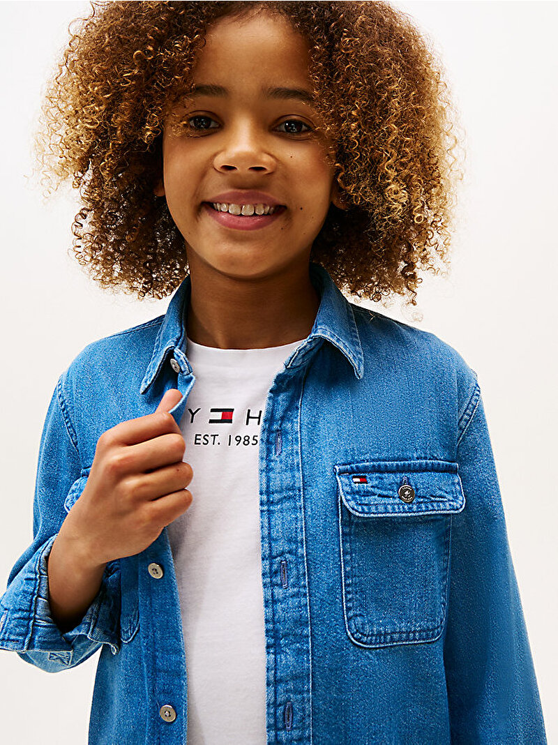 Erkek Çocuk Mid Blue Denim Gömlek Mavi  KB0KB096881A4