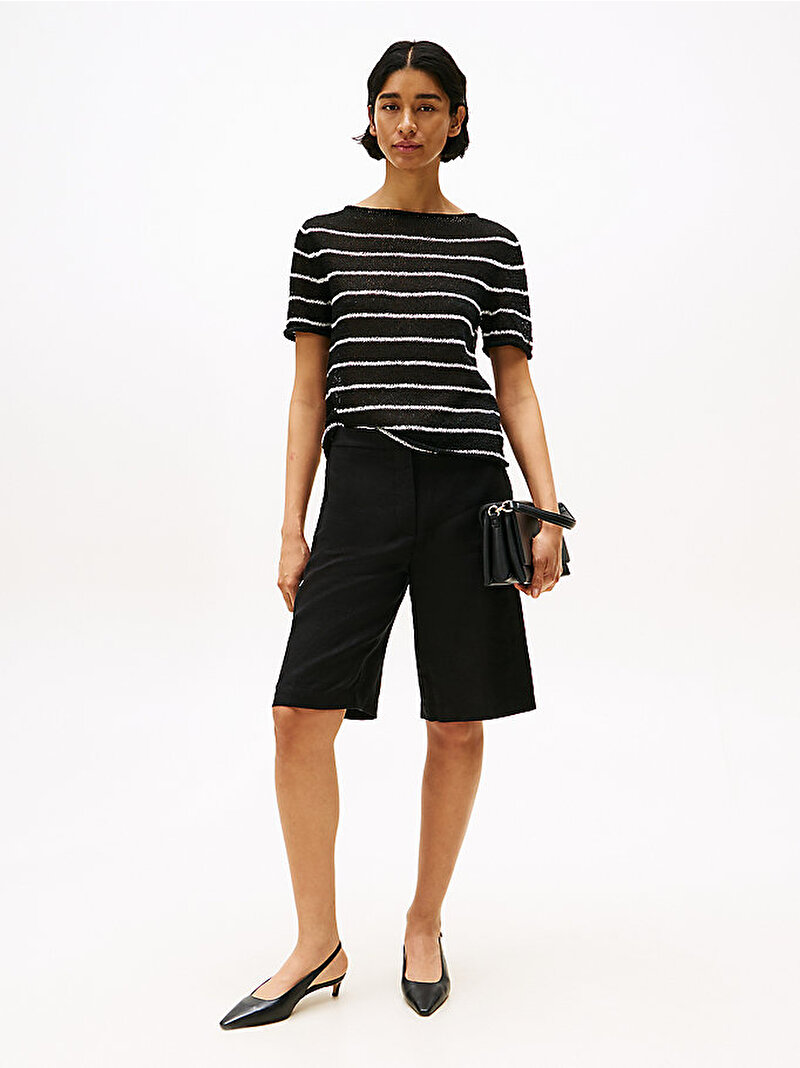 Kadın Essential Linen Tailored Şort Siyah WW0WW46824BDS