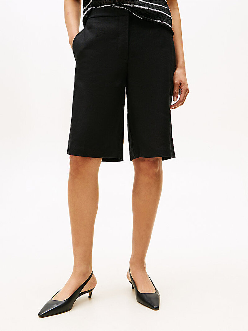 Kadın Essential Linen Tailored Şort Siyah WW0WW46824BDS