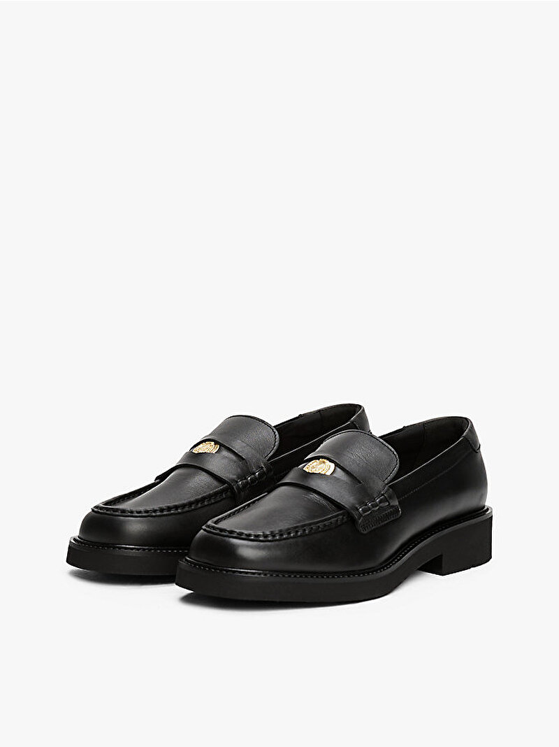 Kadın Crest Squarish Toe Loafer Siyah FW0FW08633BDS