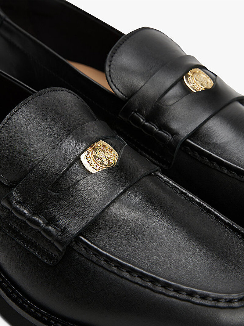 Kadın Crest Squarish Toe Loafer Siyah FW0FW08633BDS