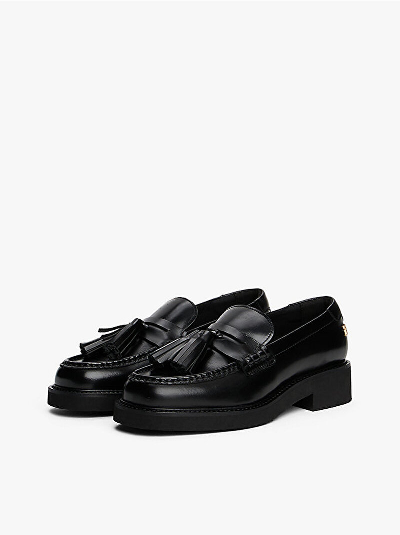 Kadın Tassel Squarish Toe Loafer Siyah FW0FW08749BDS