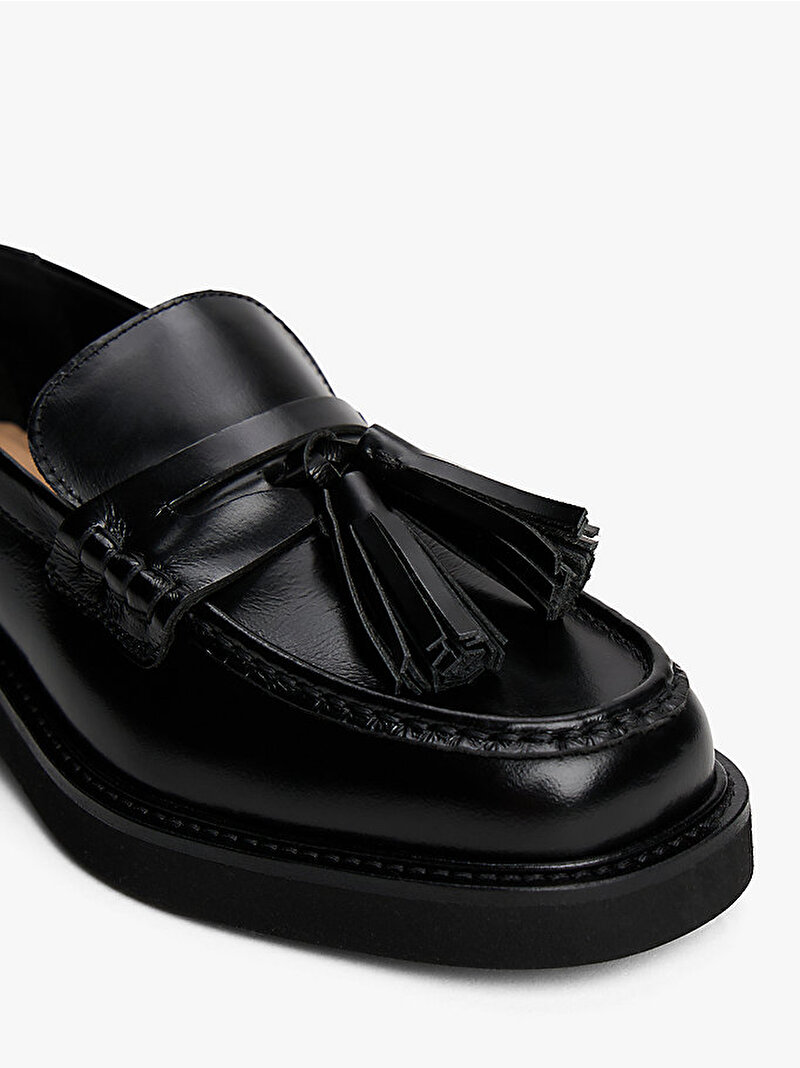 Kadın Tassel Squarish Toe Loafer Siyah FW0FW08749BDS