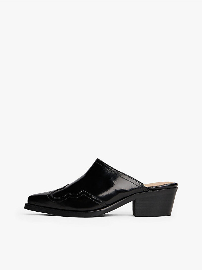 Kadın Western Abrasivato Topuklu Terlik Siyah FW0FW08887BDS