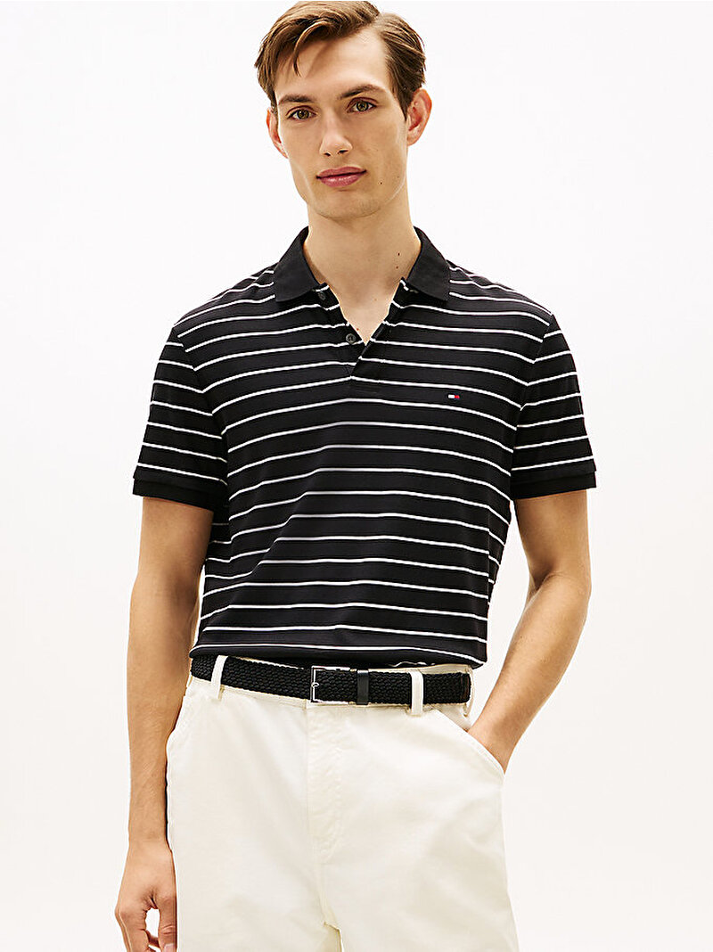 Erkek Liquid Cotton Regular Polo T-shirt Siyah MW0MW399940AP