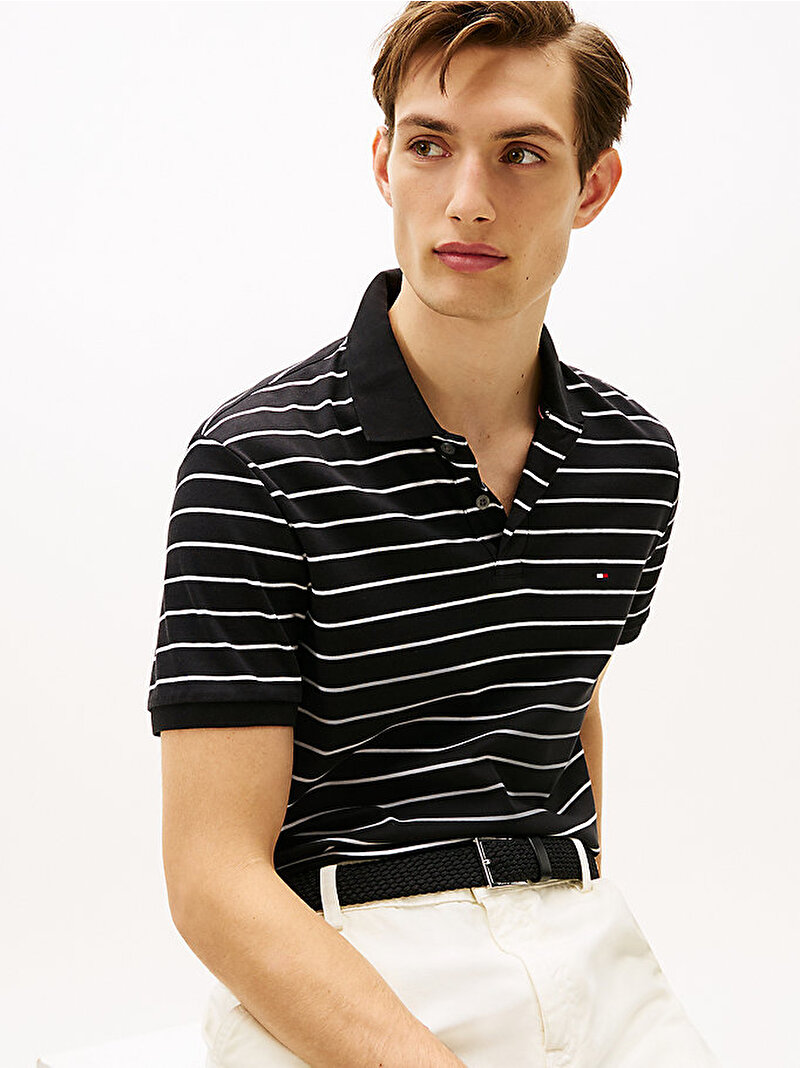 Erkek Liquid Cotton Regular Polo T-shirt Siyah MW0MW399940AP