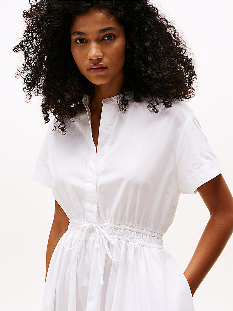 Kadın Smocked Midi Elbise Beyaz  WW0WW45835YCF