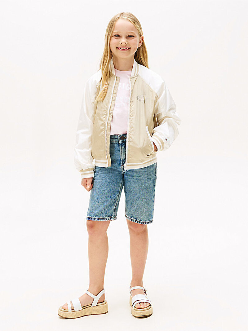 Kız Çocuk Butterfly Graphic Bomber Ceket Bej  KG0KG08754RBV