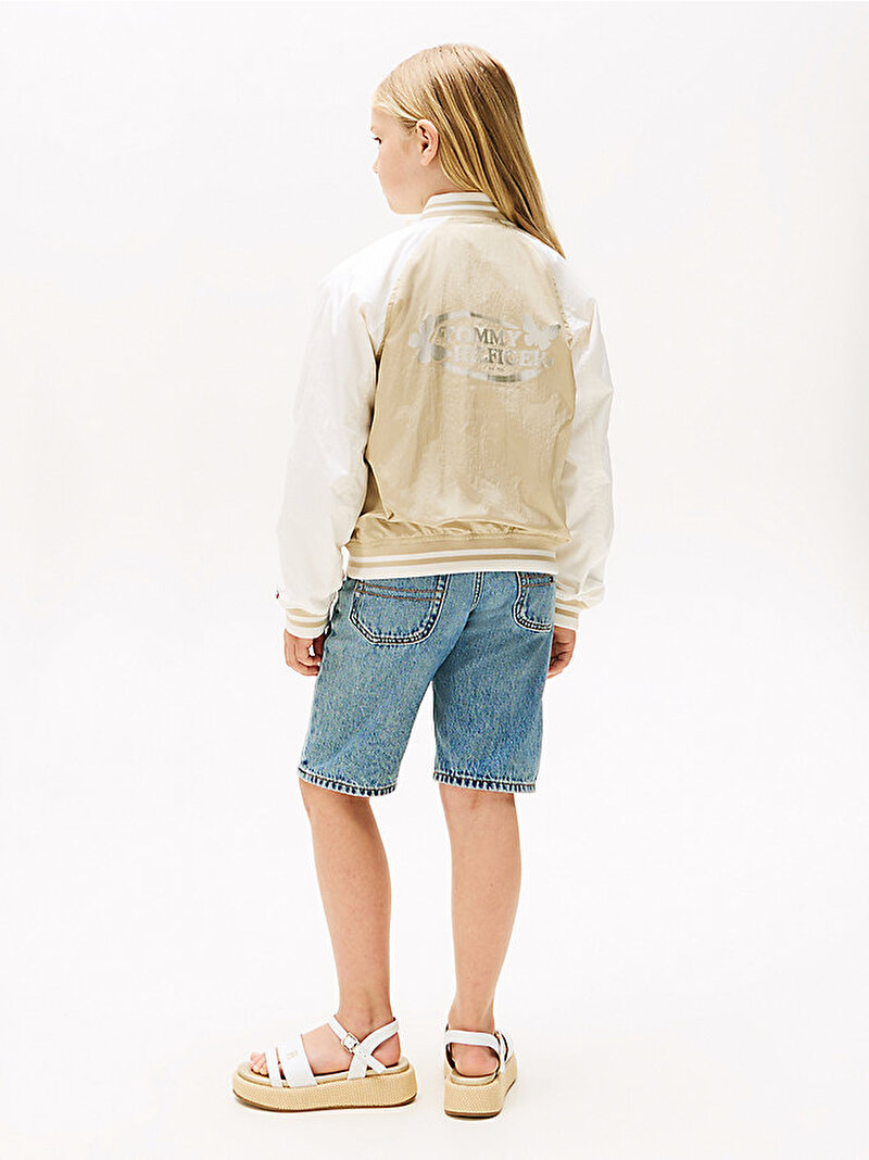 Kız Çocuk Butterfly Graphic Bomber Ceket Bej  KG0KG08754RBV