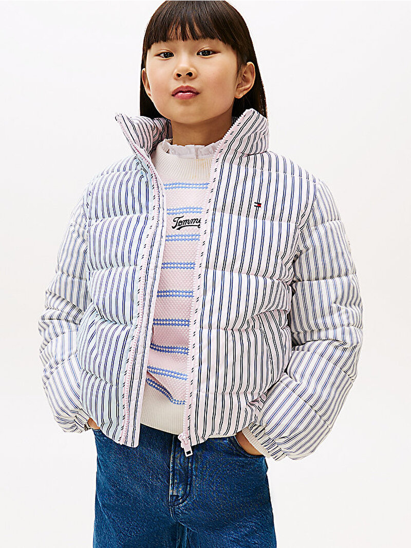 Kız Çocuk Mix Stripe Puffer Ceket Çok renkli KG0KG08658TOG