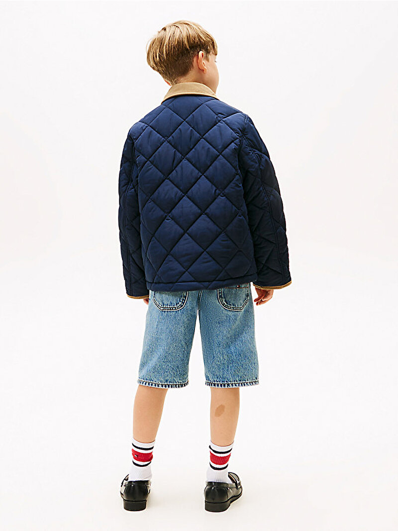 Erkek Çocuk Contrast Collar Quilted Ceket Lacivert KB0KB09814C1G
