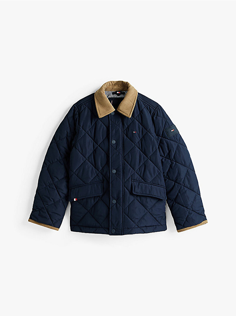 Erkek Çocuk Contrast Collar Quilted Ceket Lacivert KB0KB09814C1G