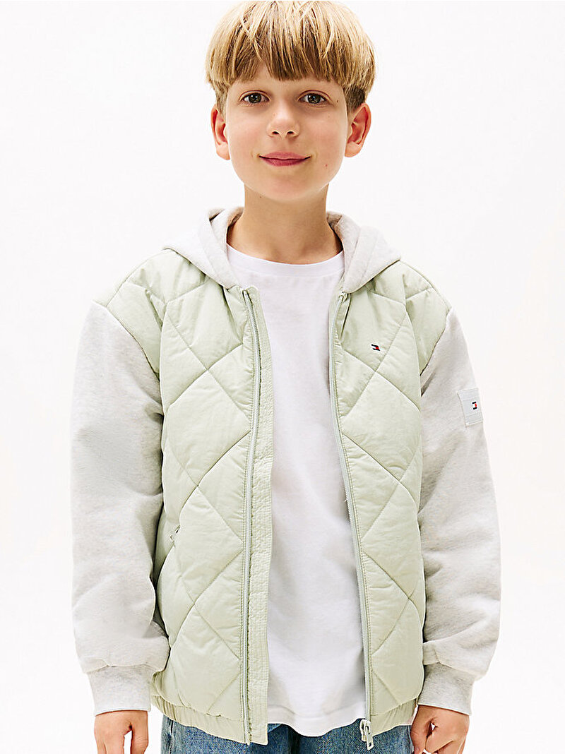 Erkek Çocuk Mix Media Quilted Bomber Ceket Yeşil KB0KB09736M1C