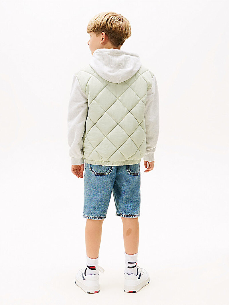Erkek Çocuk Mix Media Quilted Bomber Ceket Yeşil KB0KB09736M1C