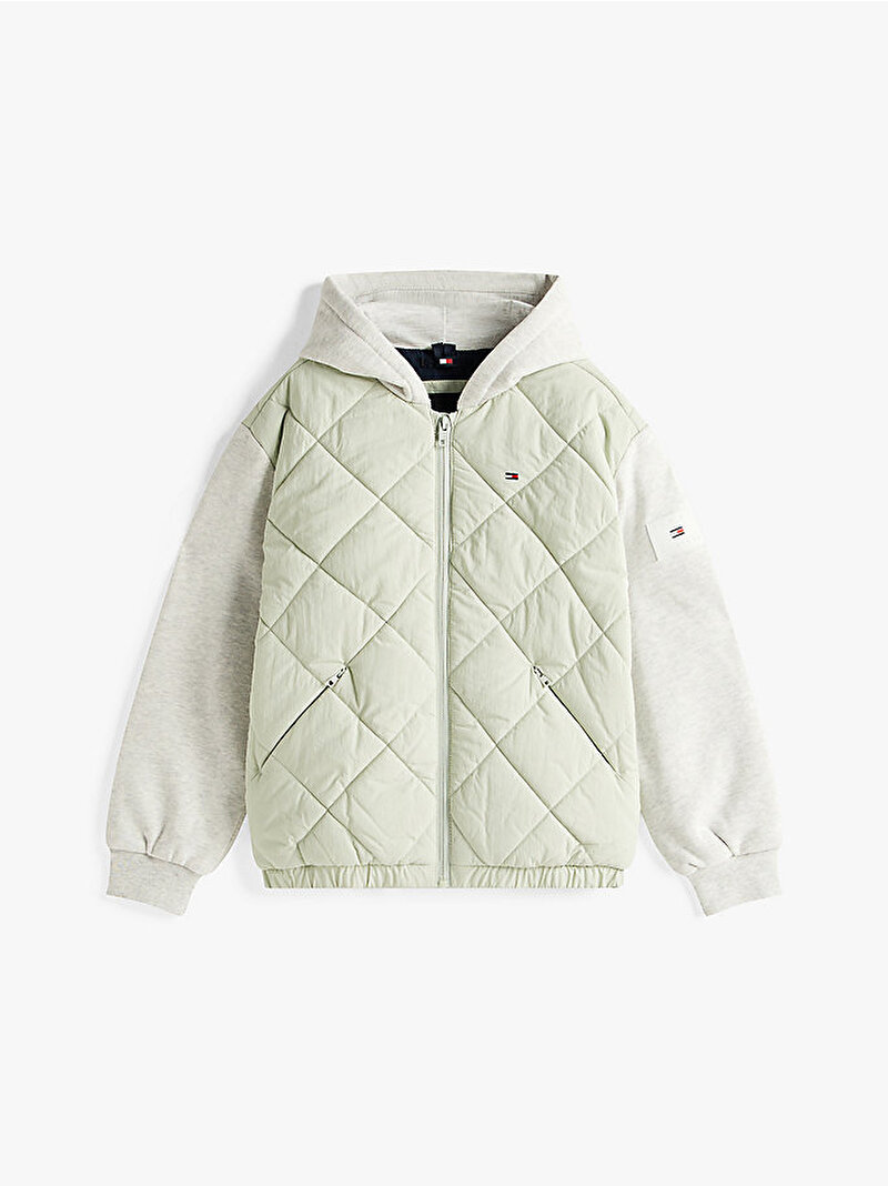 Erkek Çocuk Mix Media Quilted Bomber Ceket Yeşil KB0KB09736M1C