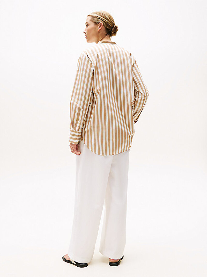 Kadın Poplin Collarless Gömlek Bej  WW0WW467150BJ