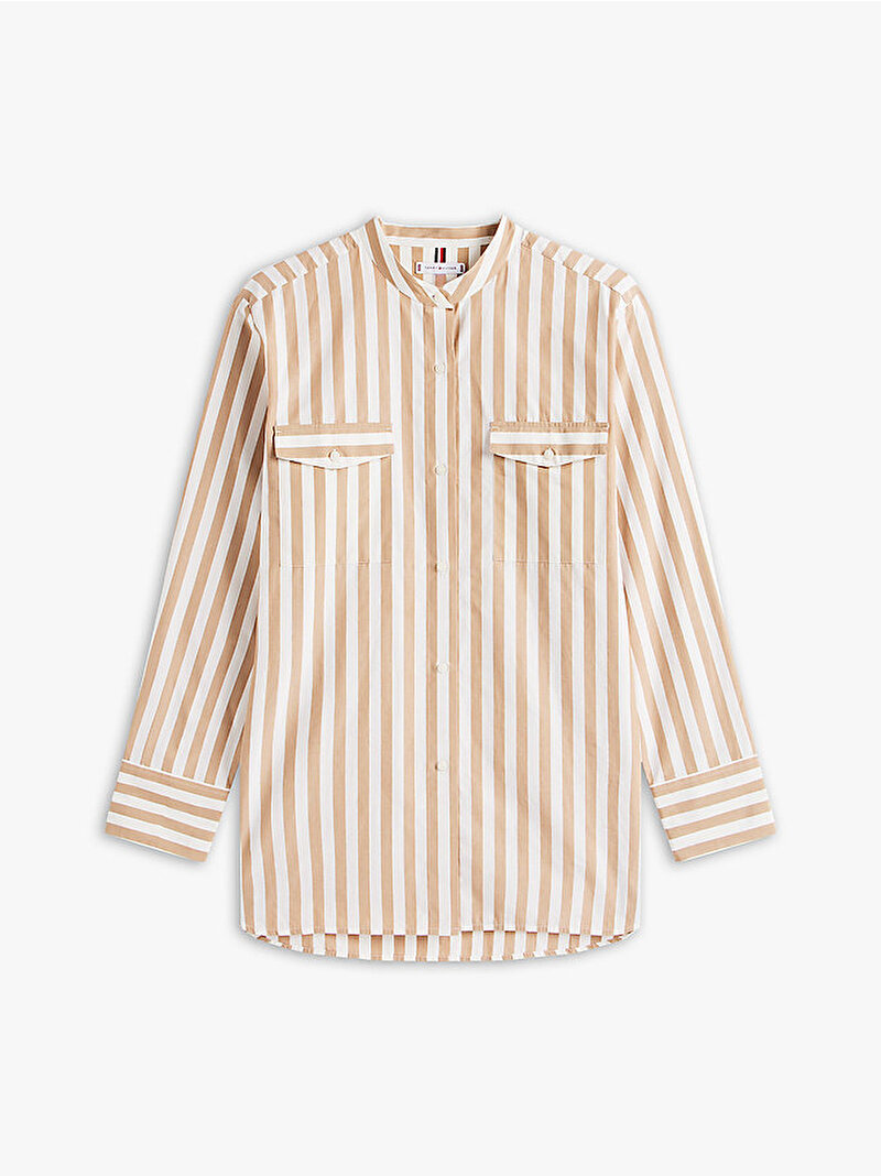 Kadın Poplin Collarless Gömlek Bej  WW0WW467150BJ