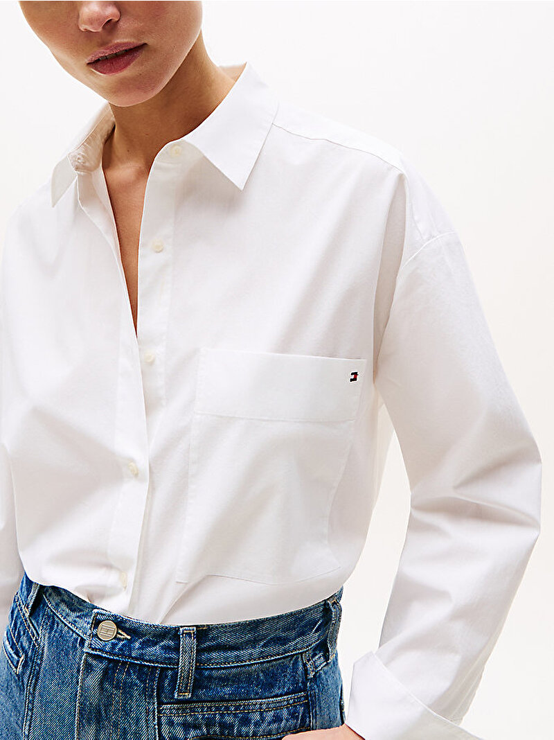 Kadın Essential Poplin New Easy Gömlek Beyaz  WW0WW45892YCF