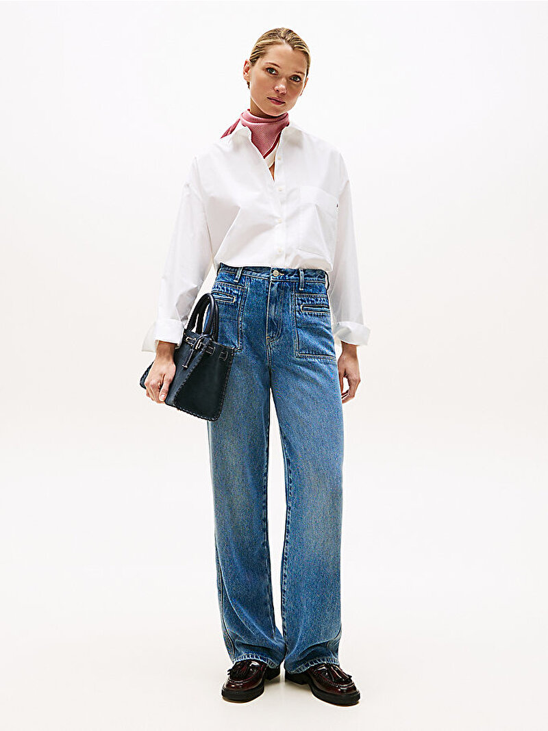 Kadın Essential Poplin New Easy Gömlek Beyaz  WW0WW45892YCF