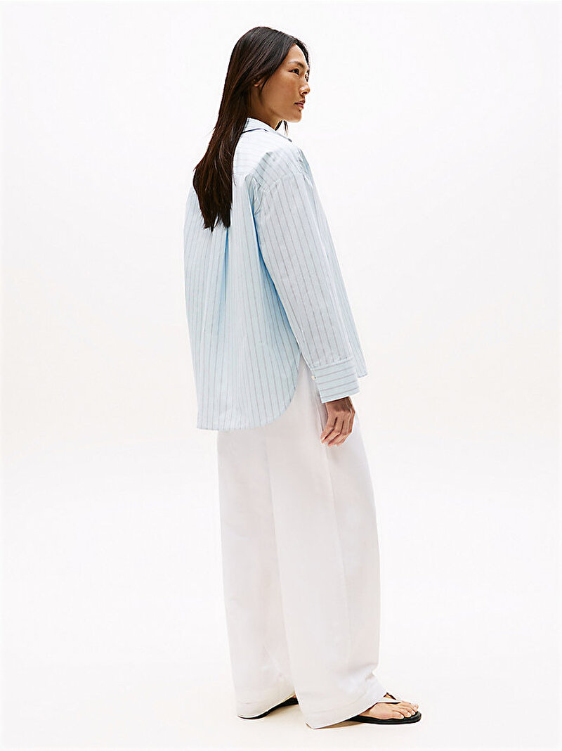 Kadın Essential Poplin New Easy Gömlek Mavi  WW0WW458920A7