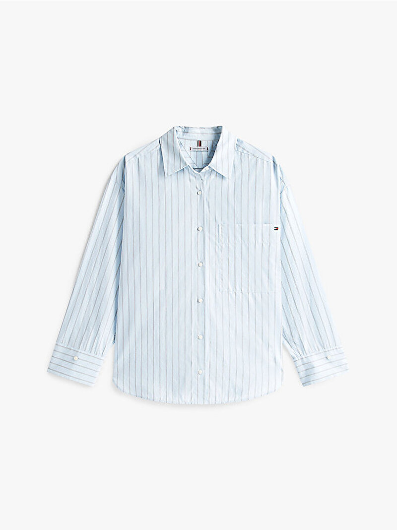 Kadın Essential Poplin New Easy Gömlek Mavi  WW0WW458920A7