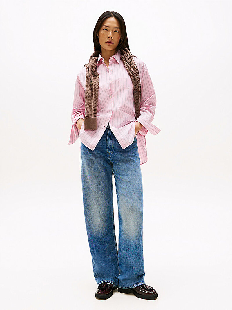 Kadın Essential Poplin New Easy Gömlek Pembe  WW0WW458920D1