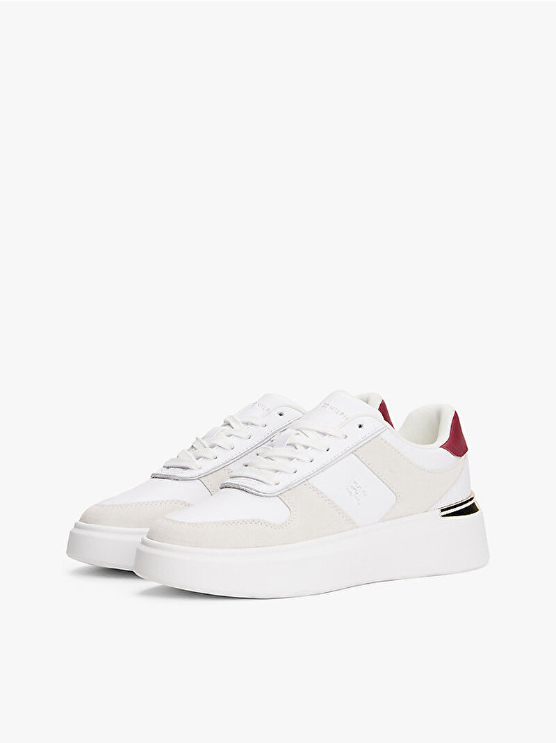 Kadın TH Fashion Court Mix Sneaker Beyaz  FW0FW08632YBS