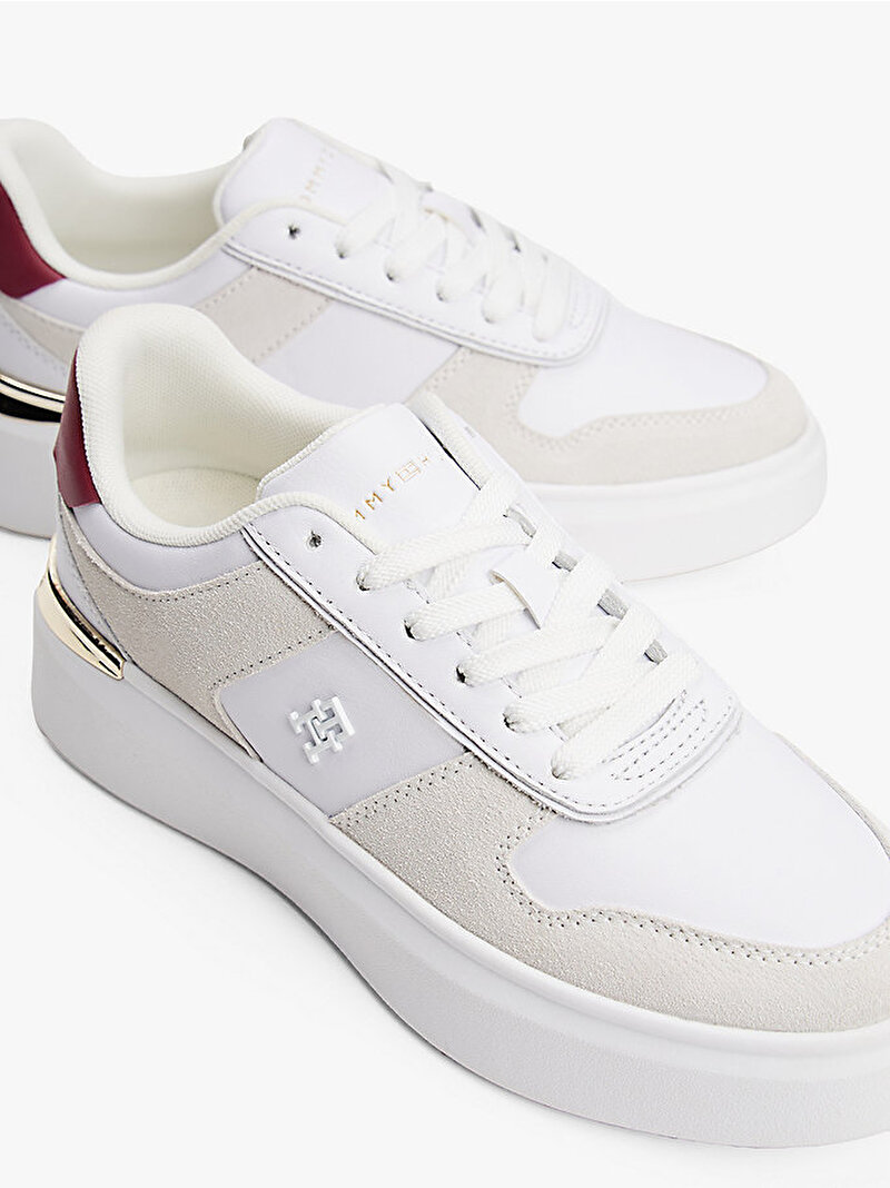 Kadın TH Fashion Court Mix Sneaker Beyaz  FW0FW08632YBS