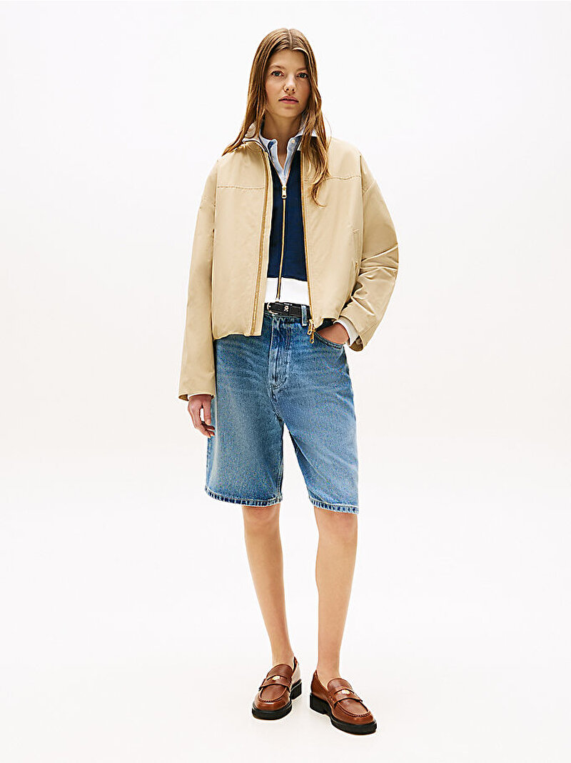 Kadın Cotton Nylon Regular Bomber Ceket Bej  WW0WW45619AEX