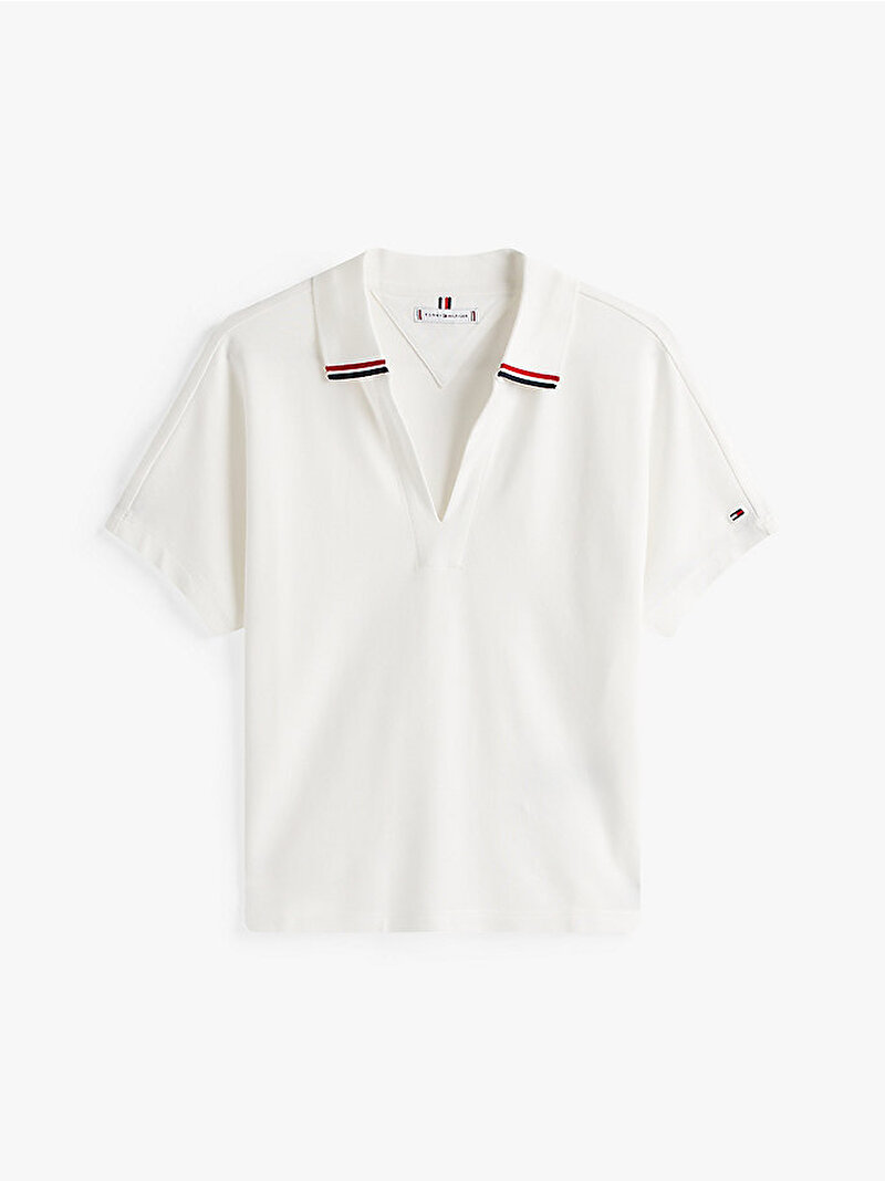 Kadın Lyocell Tipping Open Polo T-shirt Bej  WW0WW46512YBL
