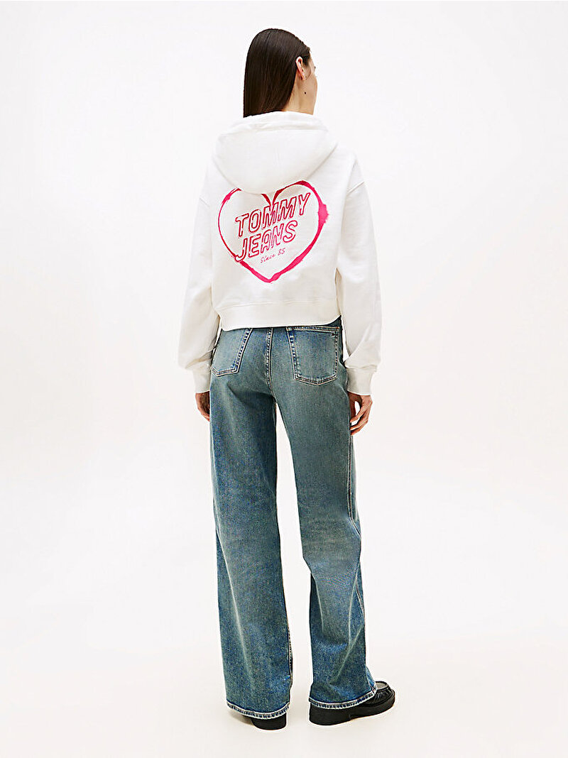Kadın TJW Relax Crop Heart Hoodie Ekru DW0DW21408YBL