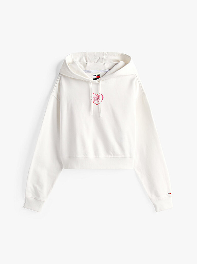 Kadın TJW Relax Crop Heart Hoodie Ekru DW0DW21408YBL