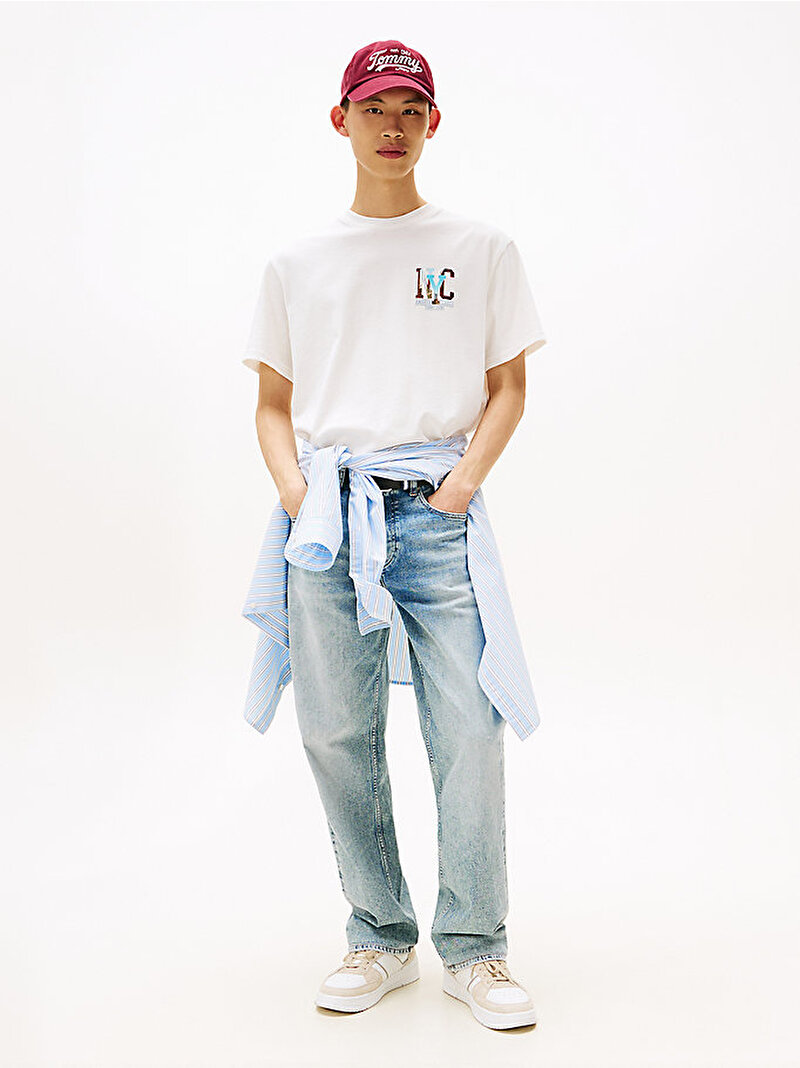 Erkek TJM Relax Novelty Graphic T-shirt Ekru DM0DM21831YBL