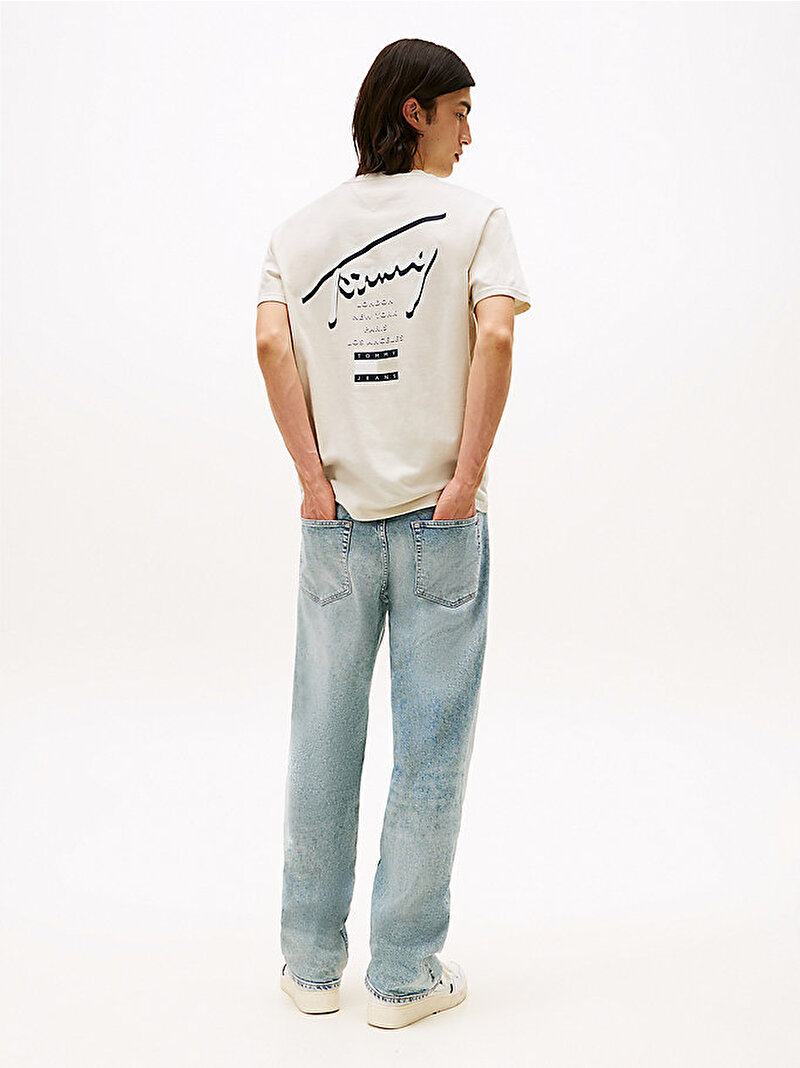 Erkek TJM Regular Signature T-shirt Ekru DM0DM21934ACH