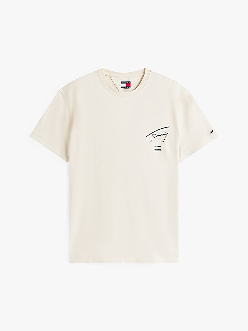 Erkek TJM Regular Signature T-shirt Ekru DM0DM21934ACH