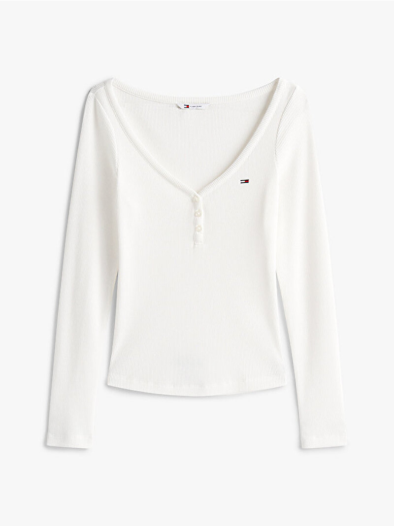 Kadın TJW Slim Henley T-shirt Ekru DW0DW20903YBL