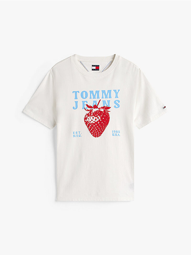 Kadın TJW Regular Strawberry T-shirt Ekru DW0DW22113YBL