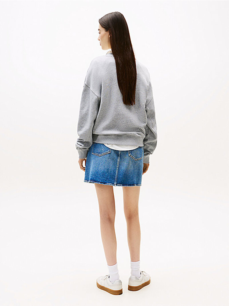 Kadın TJW Boxy Varsity Oversize Sweatshirt Gri DW0DW21202Q13