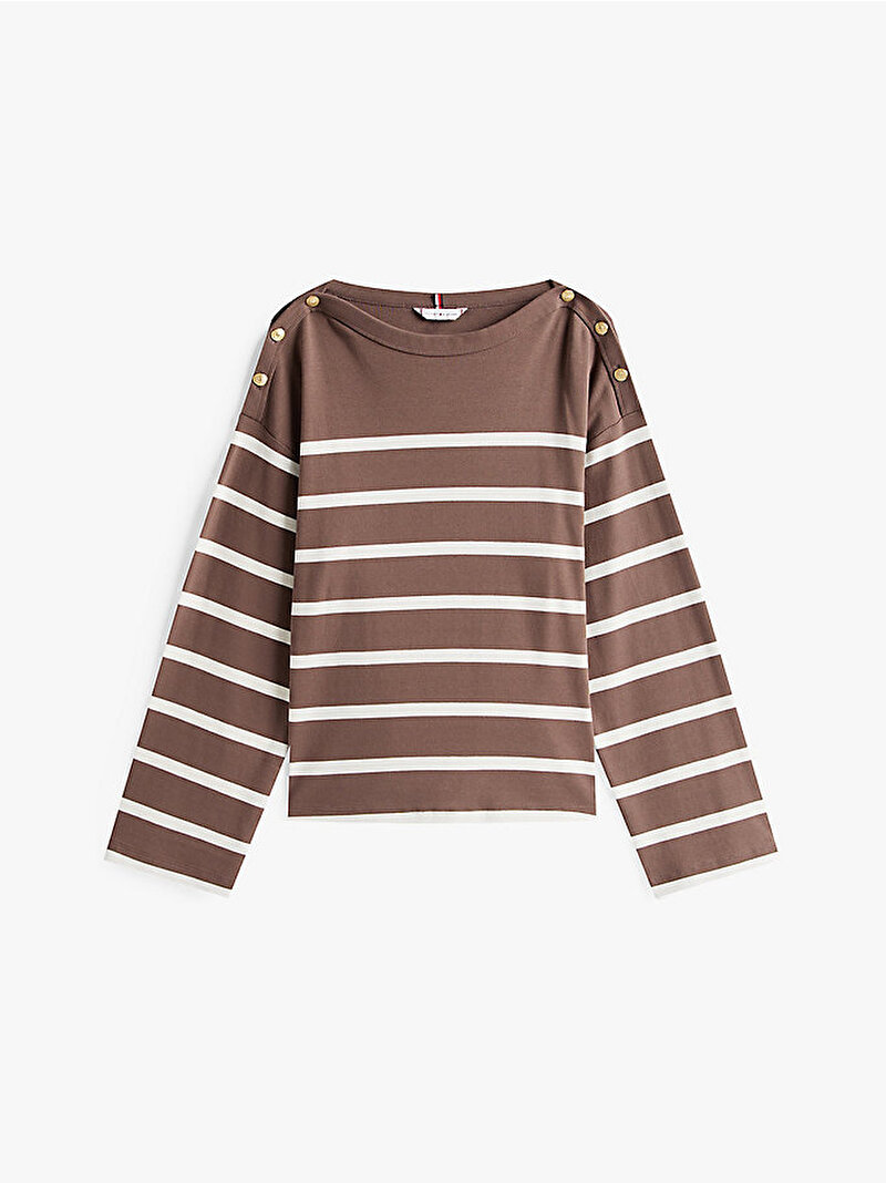 Kadın Gold Button T-shirt Kahverengi WW0WW457600BL