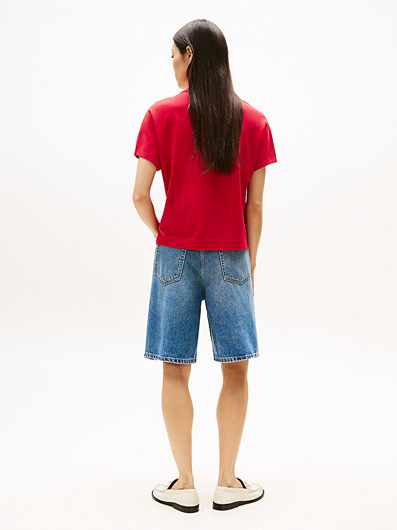Kadın Lyocell Tipping Open Polo T-shirt Kırmızı WW0WW46512XLD