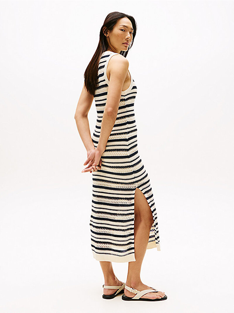 Kadın Crochet C-neck Midi Elbise Lacivert WW0WW456490AF